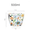 Bowls 500ml Cartoon Kitchen Glass Salad Bowl Transparent Heat Resistant Microwave Safe Home Breakfast Rice Dessert