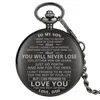 Kreativ personlig designfickaur TILL MIN SON DAD Make Men's Quartz Analog Watches Pendant Chain Xmas Gift Reloj DE 228Z