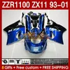 Corpo per KAWASAKI NINJA ZX-11 R ZZR-1100 ZX-11R ZZR1100 ZX 11 R 11R ZX11 R 1993 1994 1995 2000 2001 165No.98 ZZR 1100 CC ZX11R 93 94 95 96 97 98 99 00 01 Kit carena blu di serie