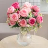 Flores decorativas de 30 cm de flor artificial de seda peônia buquê de primavera branca para decoração de casamento de casamento garden garden office festa diy falsy