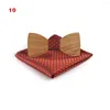 Bow Ties Men Handmade Wood Butterfly With Handkerchief British Party Wedding Business Accessories Gravata