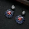 Dangle Earrings EYER Baroque Vintage Shiny Blue Cubic Zirconia Stone Square Ruby Drop For Women Chic Party Jewelry