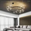 Lampes suspendues Moderne Verre Bulle Salle À Manger Lustre Led 120cm Long Rond G9 Métal Câble Suspendu Éclairage Pour Bar Restaurant