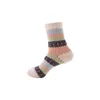 Chaussettes pour hommes Mens Stripe Haute Qualité Hiver Chaud Confortable Cheville Chaussette Cadeaux Mode Laine Épaisse Street Style Coloré Fun Crew