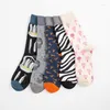 Men's Socks Colorful Pattern Sardines Lollipops Lobsters Skulls Black White Stripes Happy Leisure Cotton