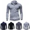 Vestes pour hommes Top élégant coupe ajustée Pure Color Sweatshirt Simple Men Coat Full Sleeve For Sports