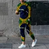 Herrspårar Herrkläder Set 2023 mode långärmad t -shirtbyxor Casual Tracksuit 2 -stycken kostym Brasilien flagga 3d tryck man