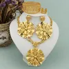 Necklace Earrings Set Design Dubai Gold Color Jewelry For Women Fashion Luxury Ring Bracelet Bride Wedding Party Wife Gift