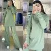 Kvinnors tvåbitar byxor Pullovers Wide Leg Long Warm Tracksuit Suits 2023 Autumn Winter Women sätter 2 stycken Turtleneck tröja