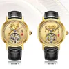 Relógios de pulso 2023 Super Men's Chinese Zodiac Horse Tourbillon No.1 Relógios naturais de safira de diamante natural Jade Men Turbillon