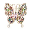 Broches Wulibaby mariposa grande de lujo para mujer Unisex 5 colores diamantes de imitación insectos brillantes broche de fiesta y oficina