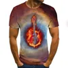 Camisetas de hombre 2023 verano música e instrumentos de arte 3D impreso moda camiseta Unisex estilo hip-hop calle Casual