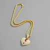 Pendanthalsband S3072 Fashion Jewelry Full Rhinestone Heart Necklace For Man Woman Broken Hearts