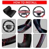 Stuurwielafdekt DIY autoverdekking voor 38 cm 15 inch Universal Auto Interior Accessories Kits Leather Naalden Draad zachte antislip