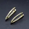 Hoop oorbellen uniek ontwerp Koreaanse anti-rust gouden rhodium vergulde CZ verharde dubbele zij driehoek oorbel voor vrouwen