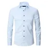 Koszulki męskie ubrania biznesowe Stylowe guziki średniej długości koszuli formalne single piersi do pracy