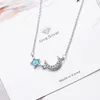 Pendant Necklaces Exquisite Star Moon Necklace Korean Fashion Blue Rhinestone Accessories Charming Women Party Jewelry