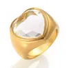 Trend Women Luxury Crystal Zircon Transparent Heart Ring rostfritt stål Bröllop smycken presentälskare Party Rhinestone Ring
