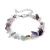 Mycket oregelbundna naturliga ädelsten Stenarmband Chip Beads Nuggets Fluorite Amethyst Rose Crystal Quartz Armband Bangles For Women