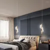 Lampes suspendues Lampe en spirale de luxe créative Chambre à coucher Éclairage de chevet Acrylique Abat-jour 7W Moderne Long Câble Suspendu Lumière Suspendue