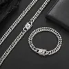 Cuban Link Chain Necklace Bracelet Set 18K Gold Plated Stainless Steel Metal Necklace for Boys Girls Jewelry 7mm 9mm