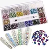 Kits d'art d'ongle 1000pcs / boîte mixte AB verre cristal diamant emballage cristaux strass fond plat cristaux multi-tailles avec 1 stylo de ramassage