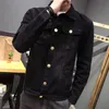 Men's Jackets Arrive Black Hooded Denim Jacket Mens Hat Detachable Vintage Single Breasted Hoodies Cowboy Outerwear #9111