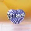925 Sterling Silver Radiating Love Mum Heart Charm Bead For European Pandora Style Jewelry Bracelets and Necklaces