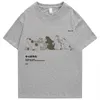 남자 티셔츠 2022 남자 힙합 티셔츠 스트리트웨어 일본 카지하라 주쿠 재미있는 고양이 티셔츠 여름 짧은 슬리브 탑 티스 코튼 프린트 tshirts t230103