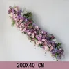 Decoratieve bloemen Luxe Purple Hydrangea Fuchsia Rose 5D Bloemarrangement Wedding Achtergrond Boog repetitie Banquet Props