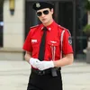 Camicie eleganti da uomo Pantaloni Uniforme di sicurezza della proprietà di lusso Hotel Maniche corte Sicurezza Camicia da lavoro rossa Tuta da uomo Immagine Post Protocollo Abiti a maniche lunghe