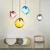 Hängslampor färgglada moderna ljus glaslampa hängande med g9 glödlampa för bar inomhusbelysning fixturer gul/blå/bärnsten/grå