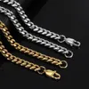 Hip Hop Cuban Link -Kette Halskette 18k Real Gold plattiert Edelstahl Metallkette f￼r M￤nner 4mm 6mm 8mm