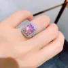 Anéis de casamento grande luxo para mulheres brilhantes micro cristal pavimentado rosa zircão cúbico pedra geométrica anel vintage feminino jóias presentes
