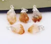 Pendant Necklaces 10pcs Fashion Natural Yellow Quartz Gem Stone Gold Silver Plated Charm For Jewelry Making