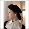 Beretten Fashion Velvet Bow Wool Retro Beret herfst en winter warme zoete schilder pompoen hoed Koreaanse elegante dameshoeden motorkap