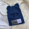 Boinas Moda Cubierta de cara completa Bufanda Gorro de felpa Gorros Gorro de punto Oso Oreja Máscara de esquí Ciclismo Sombrero a prueba de viento