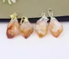 Pendant Necklaces 10pcs Fashion Natural Yellow Quartz Gem Stone Gold Silver Plated Charm For Jewelry Making