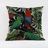 Pillow Vintage Hand Painted Parrot Pattern Cover Tropical Bird Toucan Cotton Linen Decoration Gallery Sofa Throw