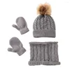 Accessoires pour cheveux 3 PCS/LOTS chauds enfants chapeau écharpe gants automne hiver ensemble né bébé costume 2 ensemble