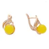 Dangle Earrings Design Korean Earring Trendy 585 Gold Color Jewelry Drop Office Luxury Round Stone Women
