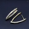 Hoop oorbellen uniek ontwerp Koreaanse anti-rust gouden rhodium vergulde CZ verharde dubbele zij driehoek oorbel voor vrouwen