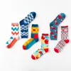 Chaussettes pour hommes couleur équipage coton heureux hommes/femmes Style britannique décontracté Harajuku Calcetines 1 paire 6 couleurs impression artistique