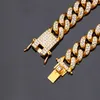 Herr Iced Out Chain Hip Hop Smycken Halsband Armband Guld Silver Miami Cuban Link Chains Halsband