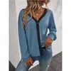 T-shirt femme 2022 automne et hiver nouveaux hauts pour femmes mode sexy couleur unie à manches longues cardigan t-shirt bouton col en V décontracté chemisier ample T230104