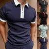 Erkek Polos Trendy Polo Gömlek Nefes Alabilir Erkekler Fermuar Dekorasyon Turn-down Yaka Genç Stil