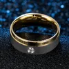 Wedding Rings Men Jewelry And Women Rhinestone Brushed Couple Set For Woman Gold Black Male Promise Engagement Unisex Steel Ring