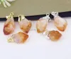 Pendant Necklaces 10pcs Fashion Natural Yellow Quartz Gem Stone Gold Silver Plated Charm For Jewelry Making