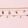 Enklets Boho Gold Color Cherry Grape Peach Radish Star Geometrische hanger Anklet Kralen Multi-lagered strand Handgemaakte sieraden