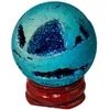 ジュエリーポーチTumbeelluwa Light Blue Titanium Coated Druzy Agate Geode Sphere Ball digination reiki Healing fugurin